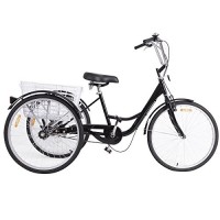 CHOOSEandBUY Black Single Speed Tricycle with Adjustable Seat Large Wheels - B07FLVCMFC